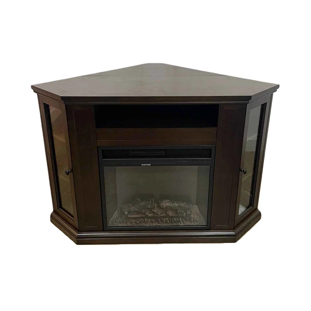 Madison - Camino elettrico angolare da terra 126x78xH83 cm, con effetto fiamma, colore legno noce