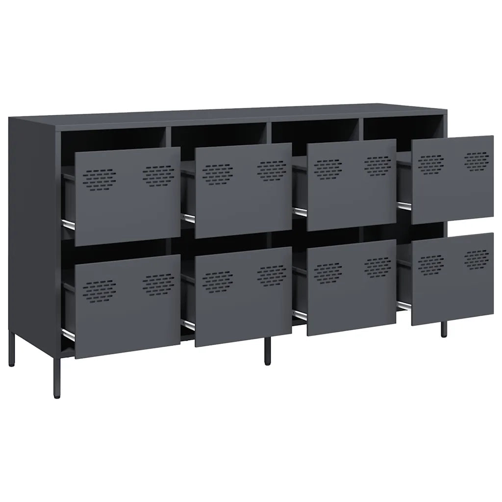 Credenza Antracite 135x39x73,5 cm in Acciaio Laminato a Freddo