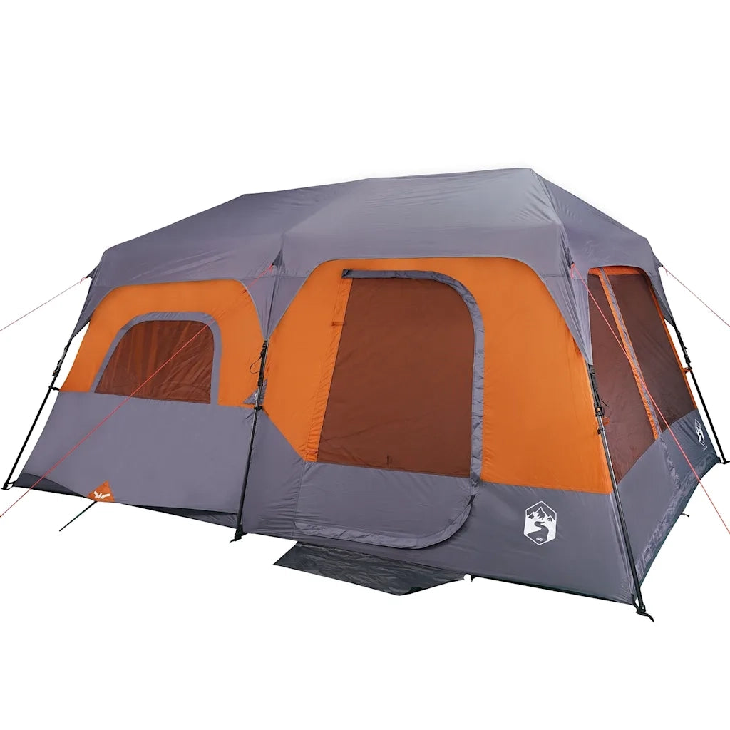 Tenda Campeggio 9 Persone-Tenda per Escursionismo Grigio e Arancione Impermeabile