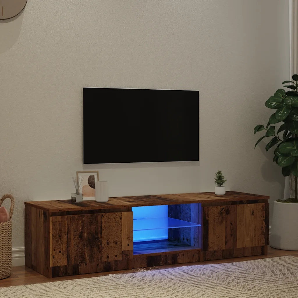 Mobile Porta TV con LED Legno Antico 140x40x36 cm Multistrato