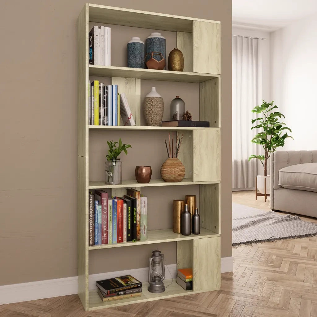 Libreria Divisorio-Scaffale per Libri-Mobile di Stoccaggio Rovere Sonoma 80x24x159 cm Legno Ingegnerizzato