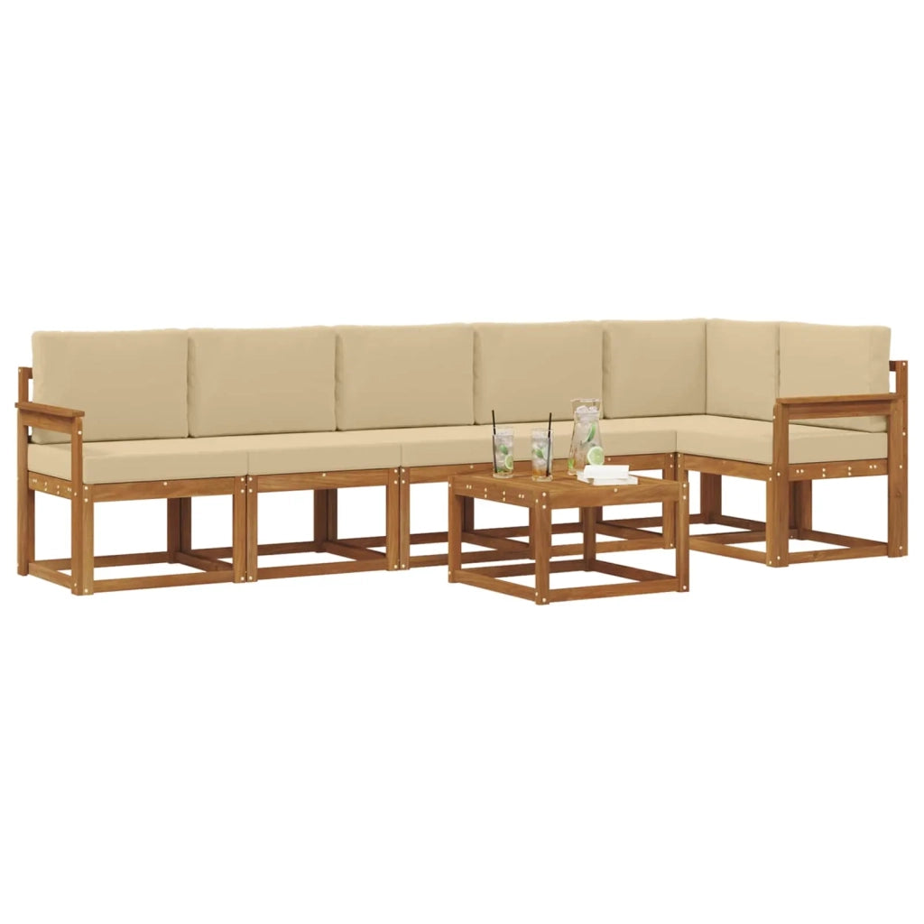 Set di divani da esterno con cuscino 7 pcs Naturale e Beige