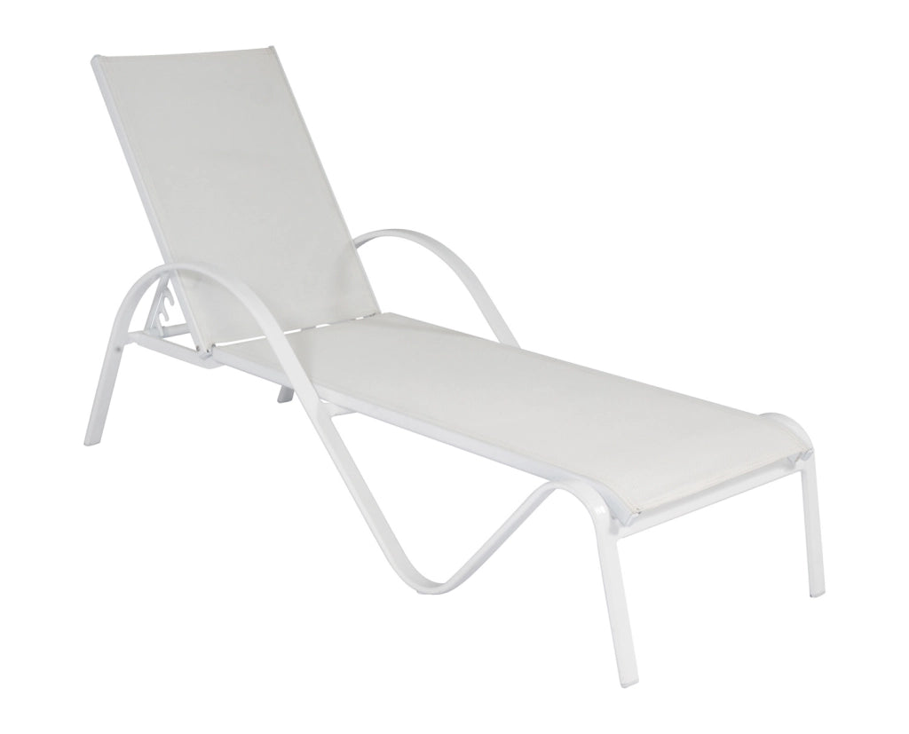 Cheonda - Lettino Onda Arrecife Alu Bianco E Textilene Avorio 1 Pz