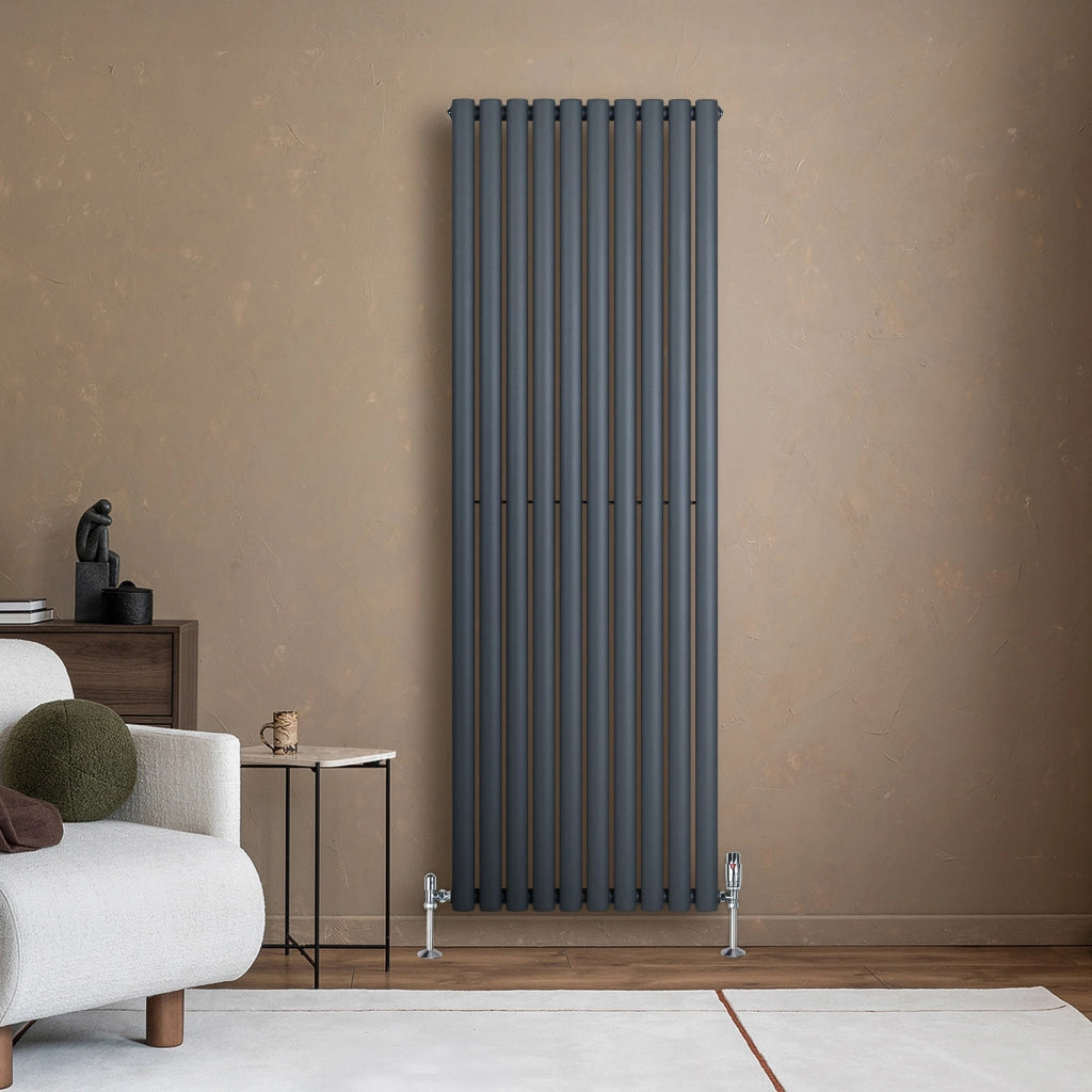 Radiatore Verticale Design Ovale Colonna Singola Antracite 1800x600 mm