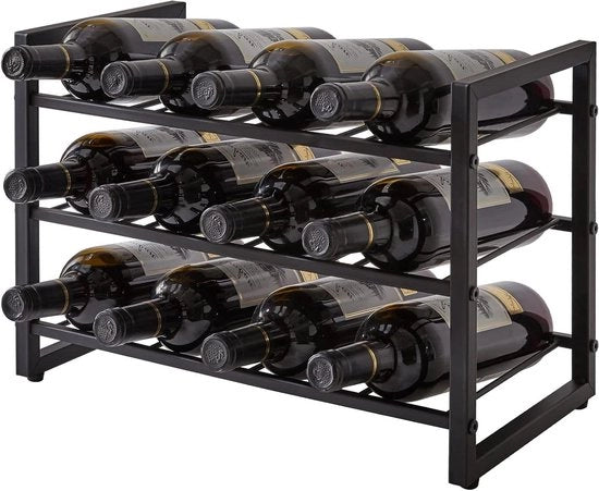 Wine Rack Stacking per 12 Bottiglie - Spazialemente Efficace - Acciaio