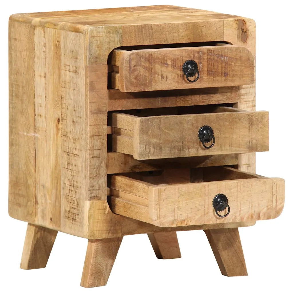 Comodino-Tavolino da notte 37x32x50 cm in Legno Massello di Mango Grezzo