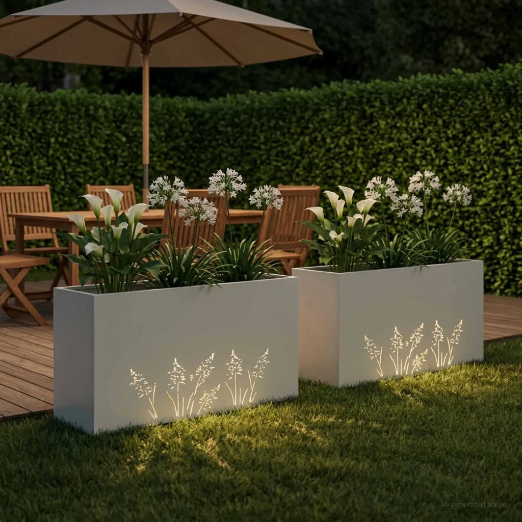 Vaso da giardino 2 pz Bianco 100 x 20 x 49 cm 8005851