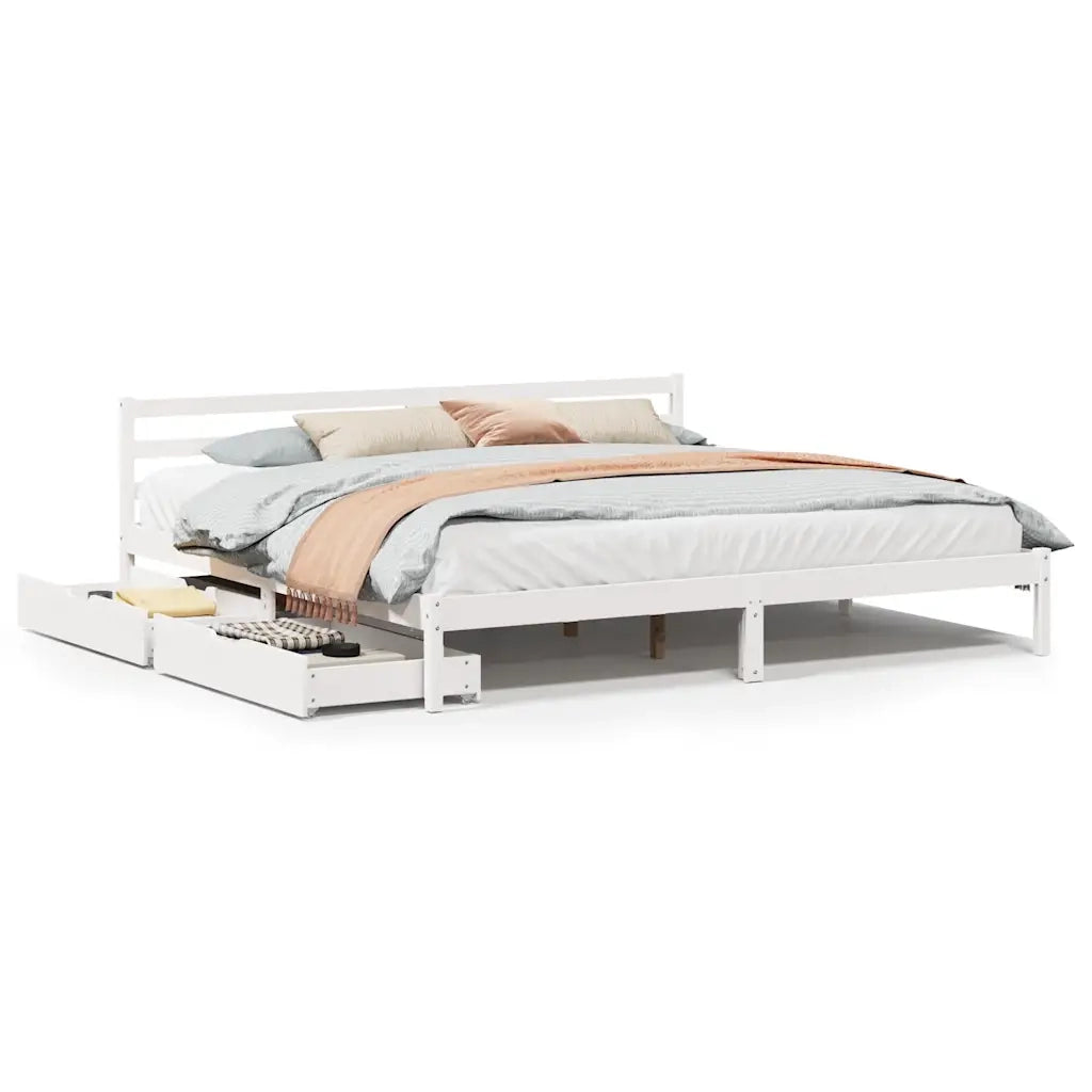 Giroletto senza Materasso Bianco 200x200 cm Legno Massello Pino 3301549