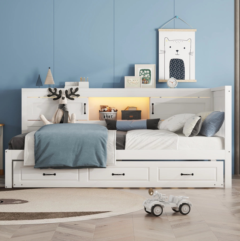 Divano letto 204.5x117.4x91.5 cm con letto estraibile; pannelli truciolari e MDF; bianco