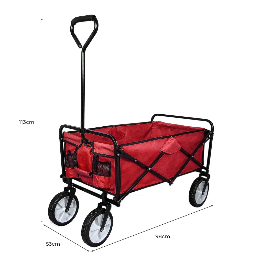 Carrello Pieghevole Fuoristrada 70kg Ruote 360° Acciaio Rosso