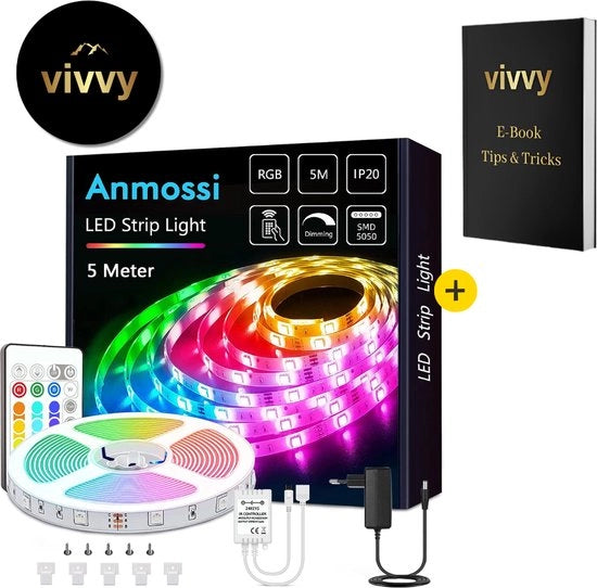 Striscia LED Bluetooth Multifunzionale - Striscia LED con Comando Remoto – Miglior Testato – 100% Garanzia di Soddisfazione – 24 Volt - 5 Metri