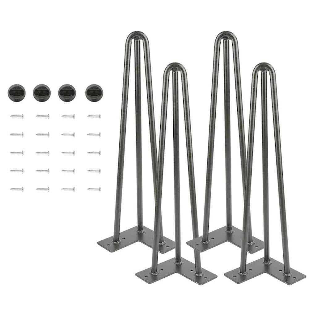4x Gambe Piedi Tavolo Tavolino Panca Sedia 45cm Metallo Design Moderno Grigio