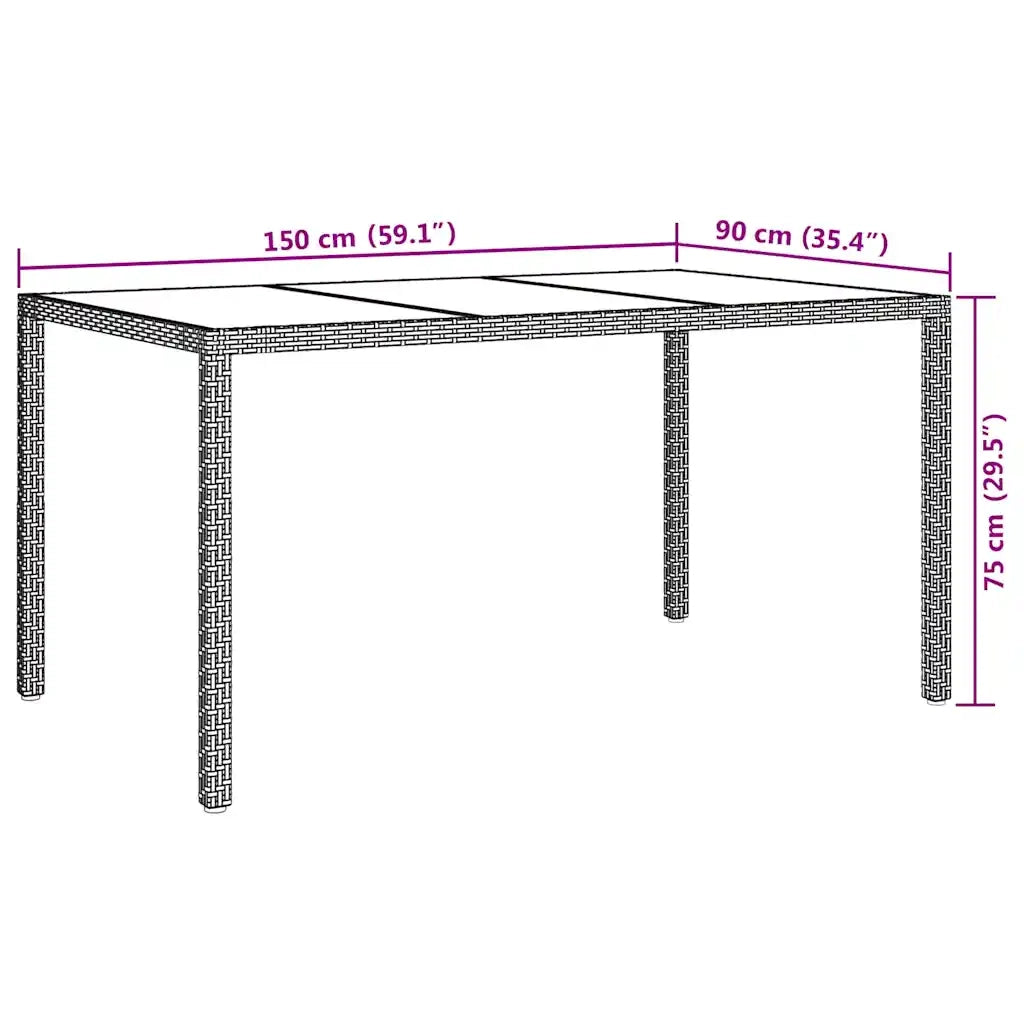 Tavolo da Giardino Nero 150 x 90 x 75 cm polyrattan 362540