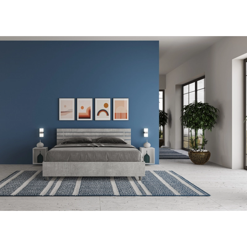 Letto Matrimoniale 160x200 cm testata dritta con doghe Ankel - Senza rete,Grigio