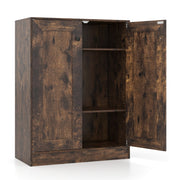 Mobiletto da pavimento per bagno organizzatore in legno con ante e ripiani regolabili, Mobiletto credenza indipendente Marrone-Armadietti da bagno