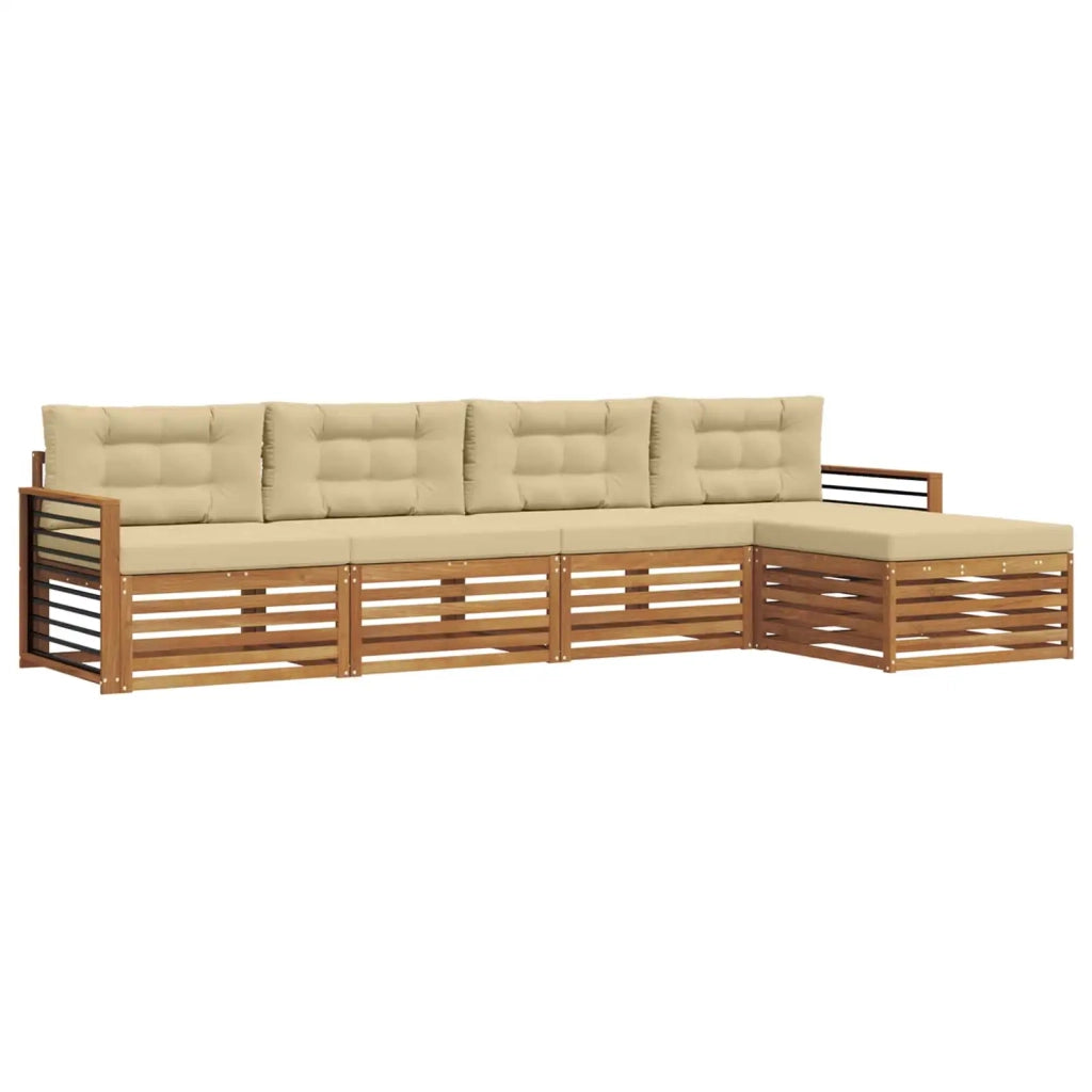 Set di divani da esterno con cuscino 5 pcs Naturale e Beige