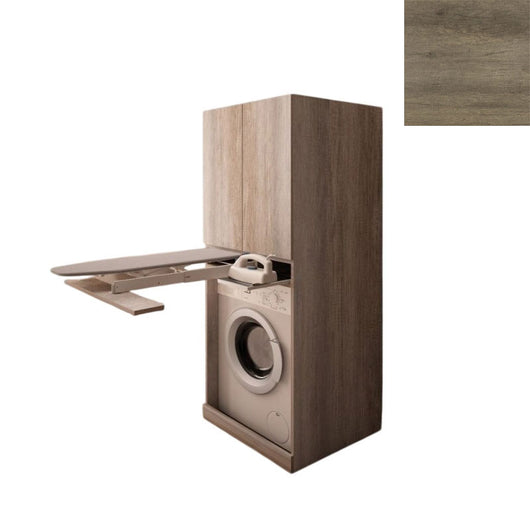 Mobile Lavanderia a Colonna per Lavatrice con Asse da Stiro e Ante Superiori 70x70x174A cm in Nobilitato Unika Olmo
