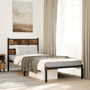 vidaXL Giroletto senza Materaso in Metallo Rovere Fumo 100x200 cm