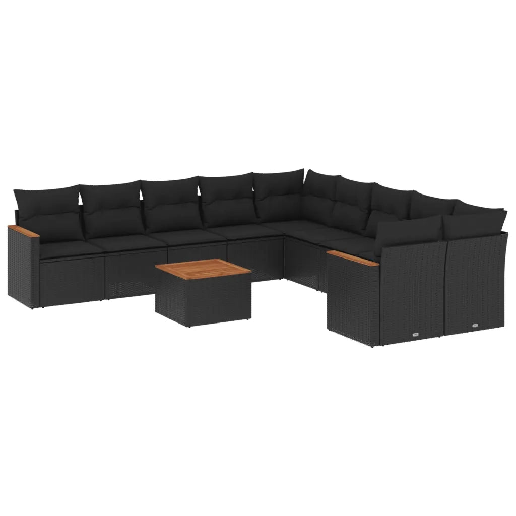 Set Divani da Giardino 11 pz con Cuscini in Polyrattan Nero 3226356