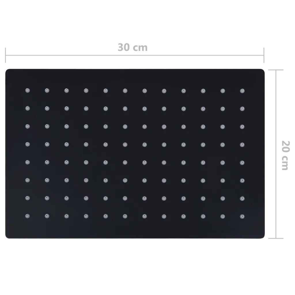 Testa Doccia a Pioggia Acciaio Inox 30x20 cm Rettangolare Nera 147700