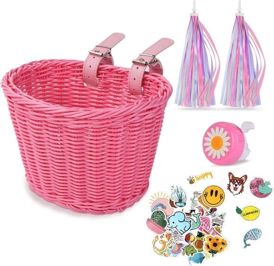 Carrello per bicicletta - Bicicletta per bambina - Carrello per bicicletta da 12-20 pollici - Carrello impermeabile - Telaio a mano - Incluso anello e 30 adesivi