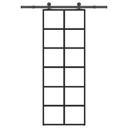 Porta Scorrevole con Ferramenta 76x205cm Vetro ESG Alluminio
