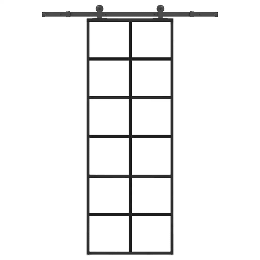 Porta Scorrevole con Ferramenta 76x205cm Vetro ESG Alluminio