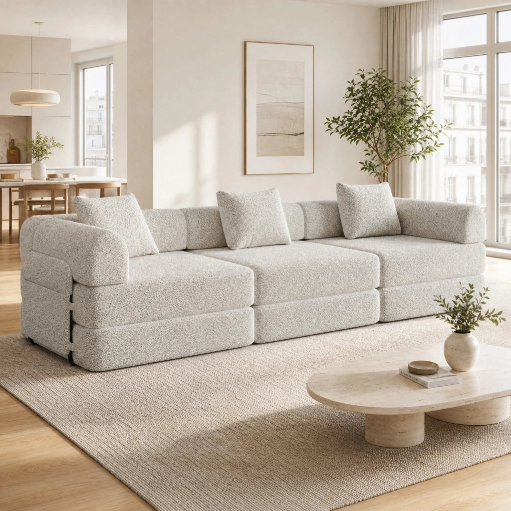 DIVANO LETTO 1 posto in ciniglia khaki con vano nel bracciolo