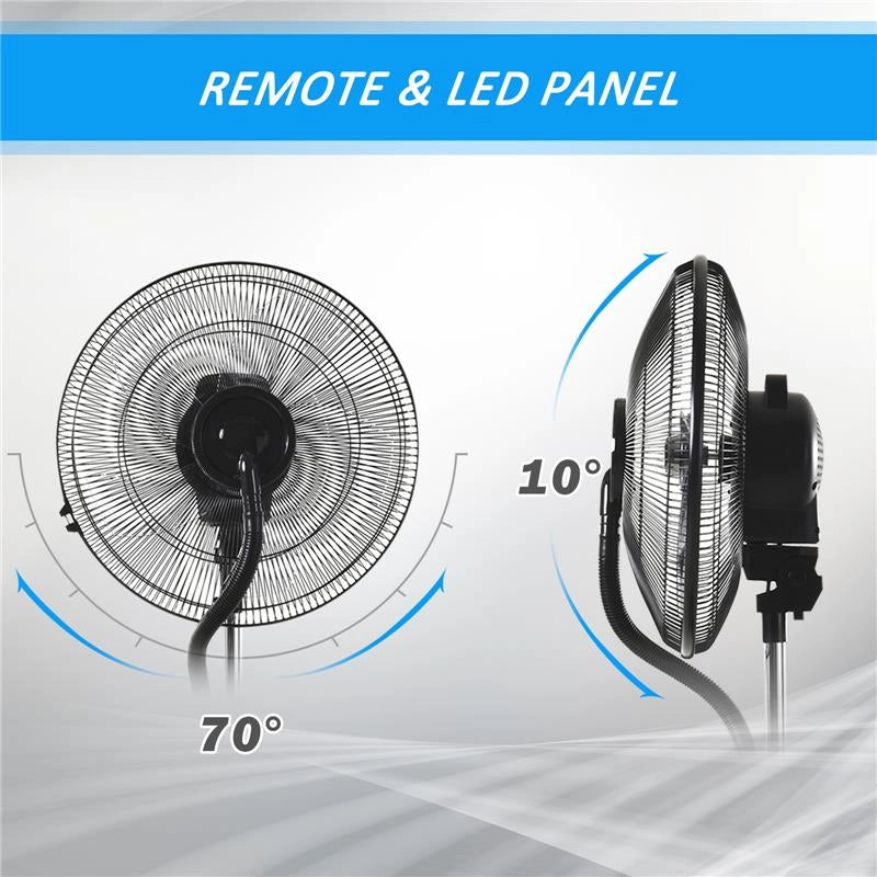 VENTILATORE NEBULIZZATORE A 3 VELOCITÀ E 3 FUNZIONI CON TELECOMANDO 90 W