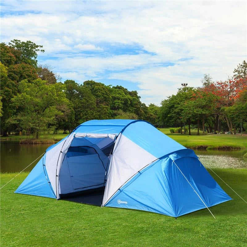 TENDA DA CAMPEGGIO PER 6 PERSONE 460×230×195CM COLORE AZZURRO E BIANCO