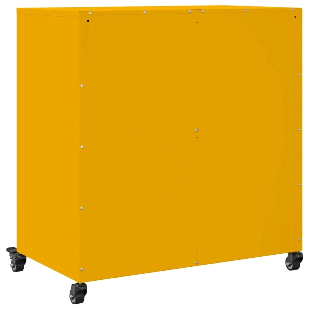 Buffet credenza cassettiera armadio mobile contenitore organizer cucina soggiorno salotto giallo senape 68,5 x 39 x 72 cm acciaio giallo 02_0035706