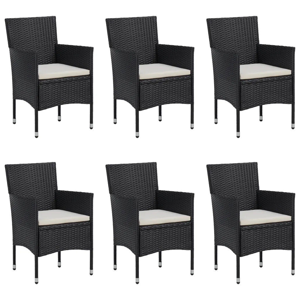 Set Mobili da Pranzo per Giardino 7 pz in Polyrattan Nero 3070751