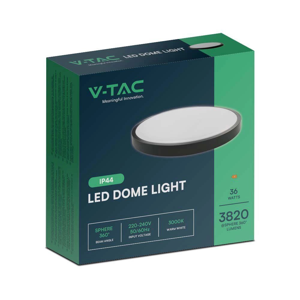 V-TAC Plafoniera LED 36W 35cm IP44 nera 6500K 3820lm