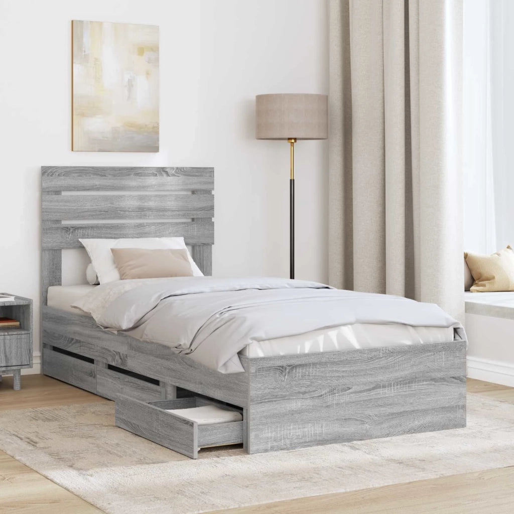Struttura del letto con cassetto Grigio Sonoma 75 x 190 cm 3411543