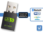 Chiavetta USB Dual Band con Bluetooth 4.2 Wi-Fi fino a 600 mbps Wireless 2,4GHz e 5GHz Adattatore Usb Pc Mac