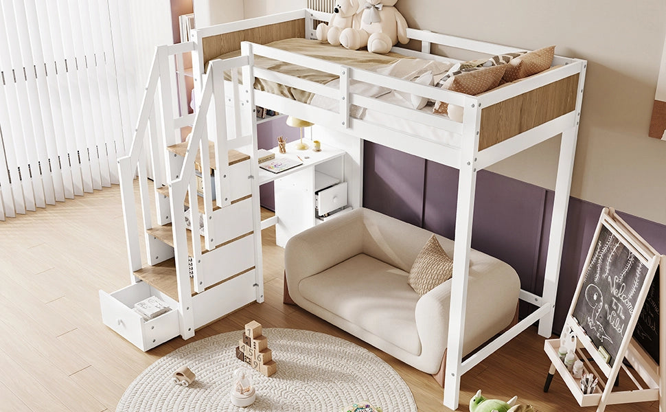 letto a castello legno e mdf bianco naturale 90x200 cm