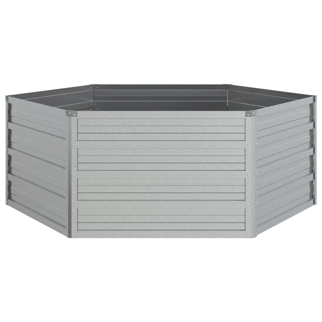 Fioriera rialzata per piante e fiori terrazza giardino 129 x 45 cm acciaio zincato argento 02_0039361