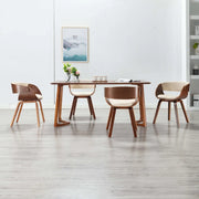Sedie da Pranzo 4 pz in Legno Curvato e Similpelle Crema 278857
