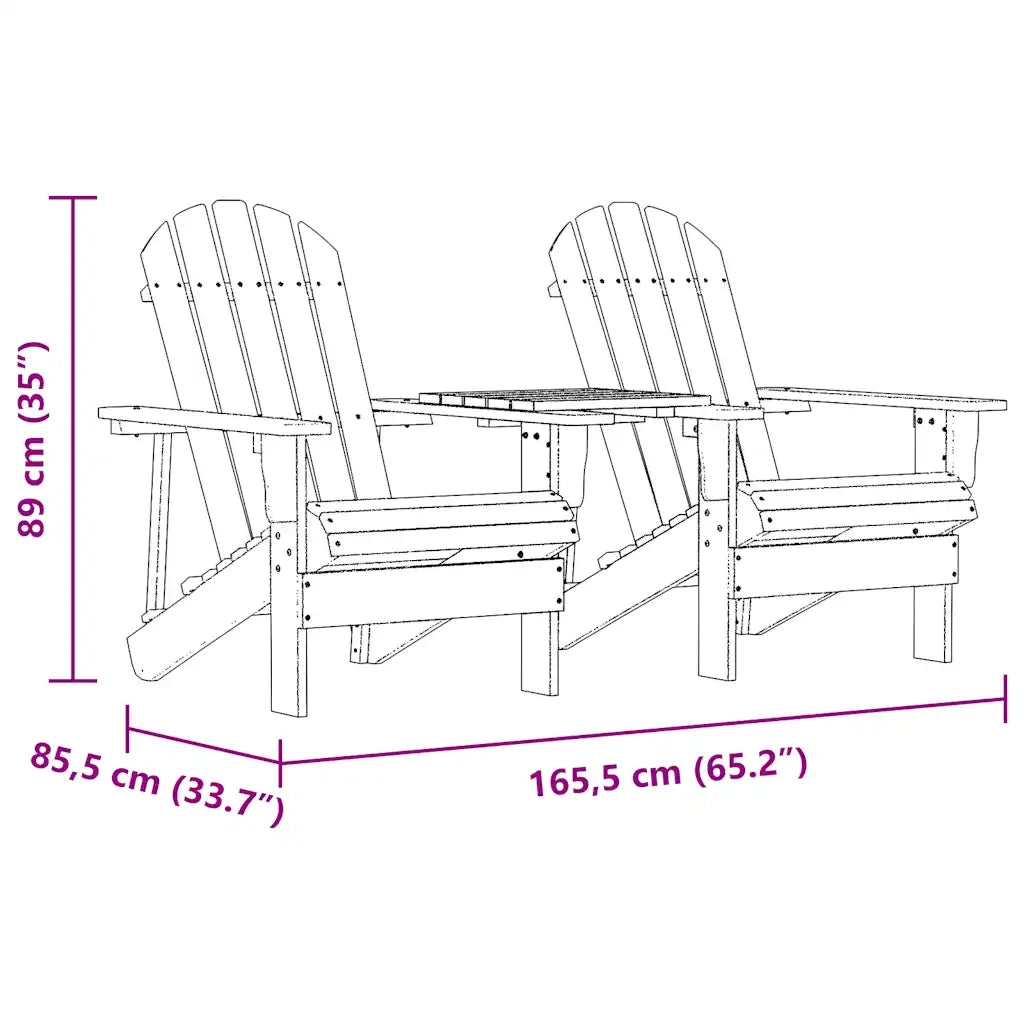 Sedie da Giardino Adirondack con Tavolino in Legno Abete 315892