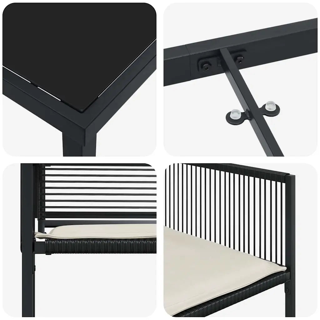 Set da Pranzo per Giardino 9 pcs Nero 3379326