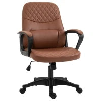 Sedia da Ufficio a Dondolo con 2 Punti Massaggianti e Porta USB, Poltrona da Ufficio in Finta Pelle Marrone con Altezza Regolabile, 59x63x92-101cm