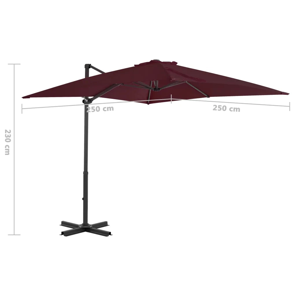 Ombrellone a Sbalzo con Palo Alluminio 250x250 cm Rosso BordÃ²