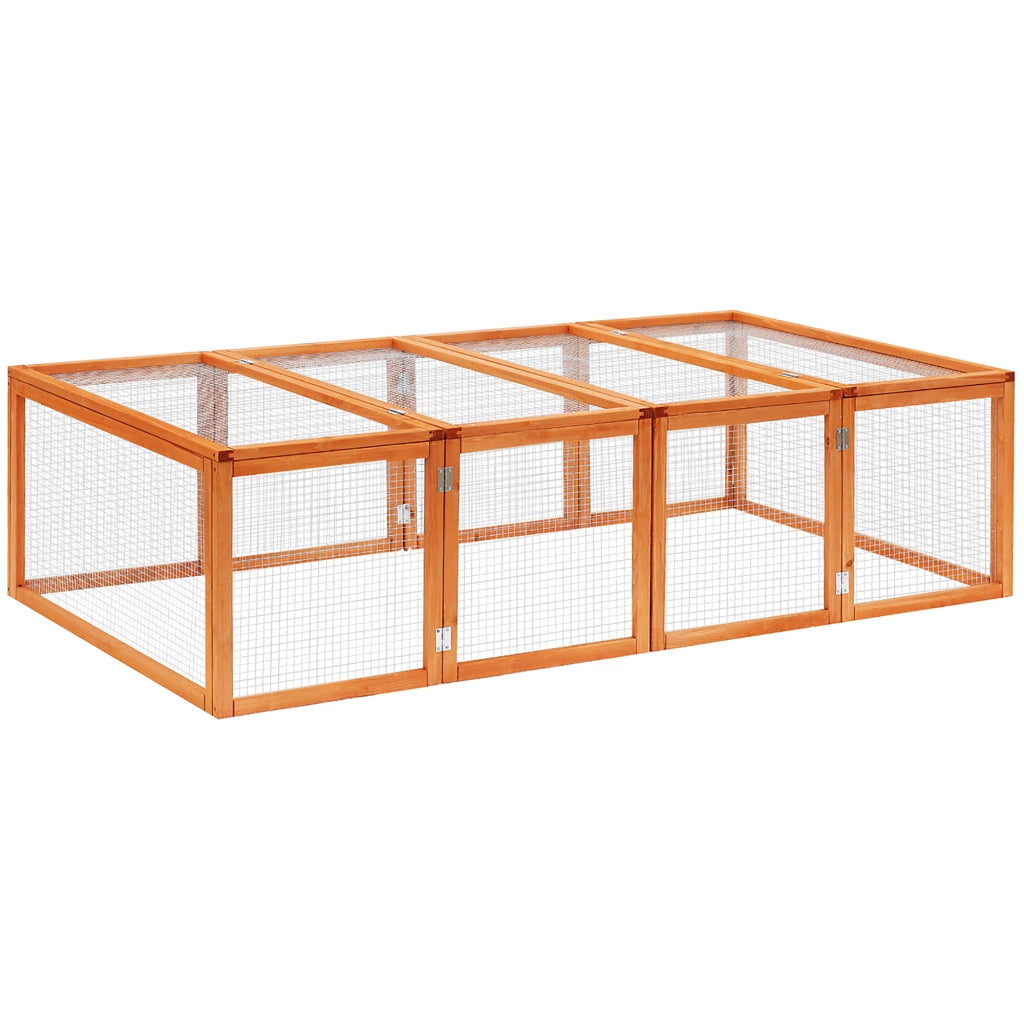 Area giochi in legno di abete con rete metallica e due coperchi apribili per piccoli animali naturale 181 × 100 × 48 cm