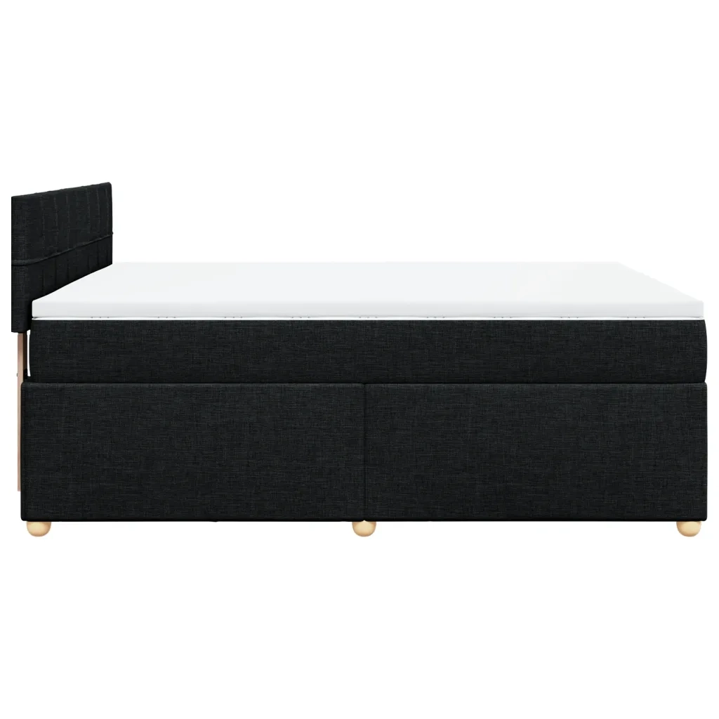 Giroletto a Molle con Materasso Nero 160x200 cm in Tessuto