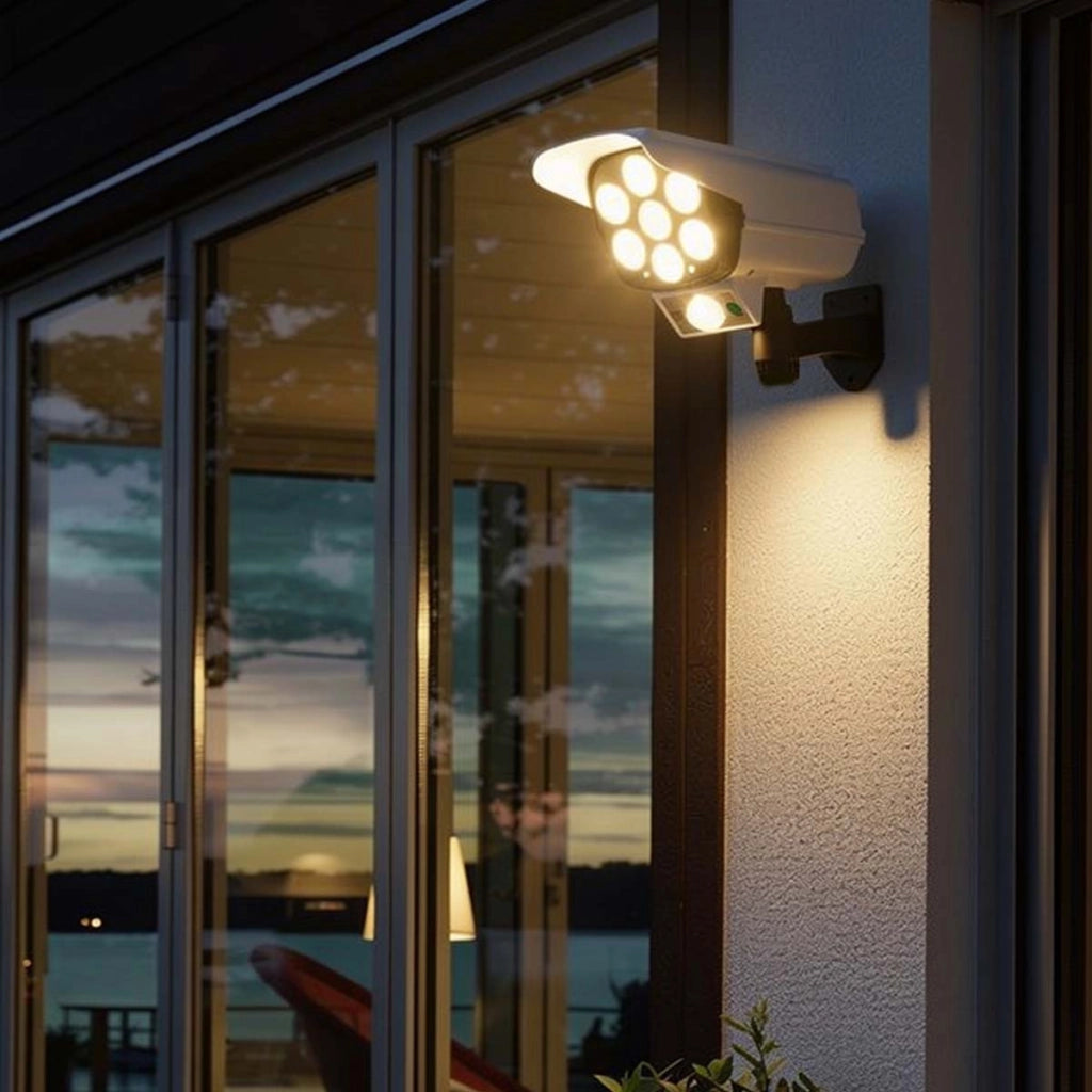 Illuminazione solare a 77 LED 360° per giardino e vialetto con sensore di movimento Bianco / Nero Avizar