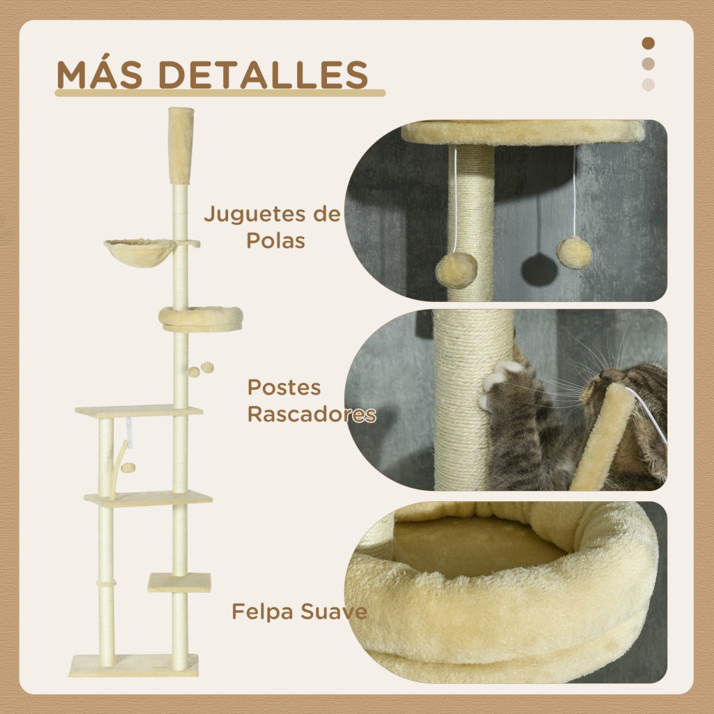 ¨¢rbol para Gatos ¨C zephmum ¨C Beige 230-250 cm