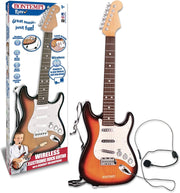 Chitarra Rock Elettronica Wireless con Microfono, Cinghia a Tracolla e Brani Preregistrati , 67 cm,Bontempi,Eta 5+