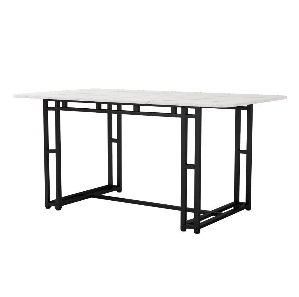 Tavolo da pranzo ULEVR 140x80 cm con piano in MDF e gambe in metallo nere, bianco e nero