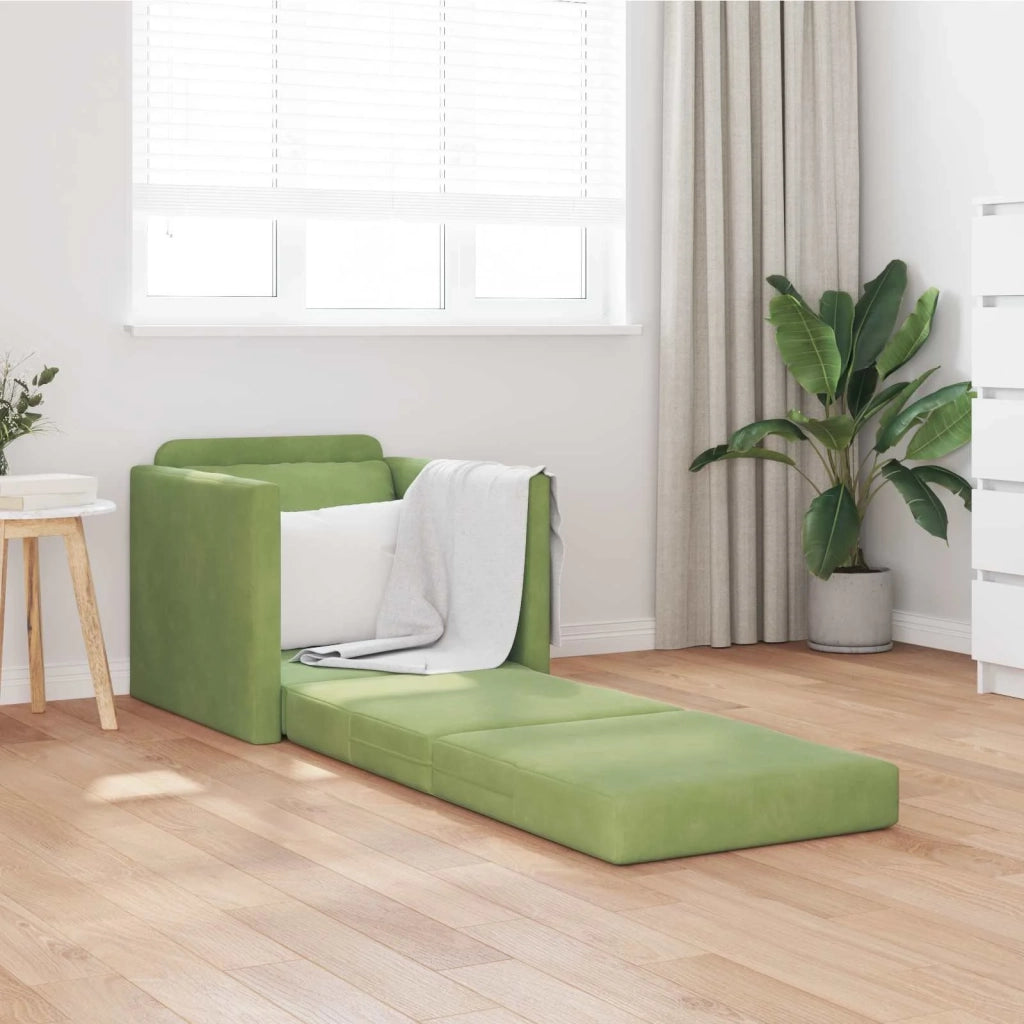 Divano letto | Sof¨¤ letto | Letto singolo Verde chiaro 74 x 77 x 81 cm Velluto