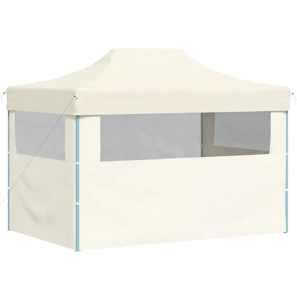 Gazebo Professionale Pieghevole con 3 Pareti 3x4m Acciaio Crema 48893